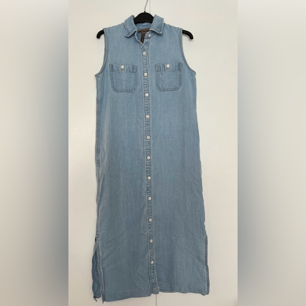 Sleeveless Denim Button Up Maxi Dress
